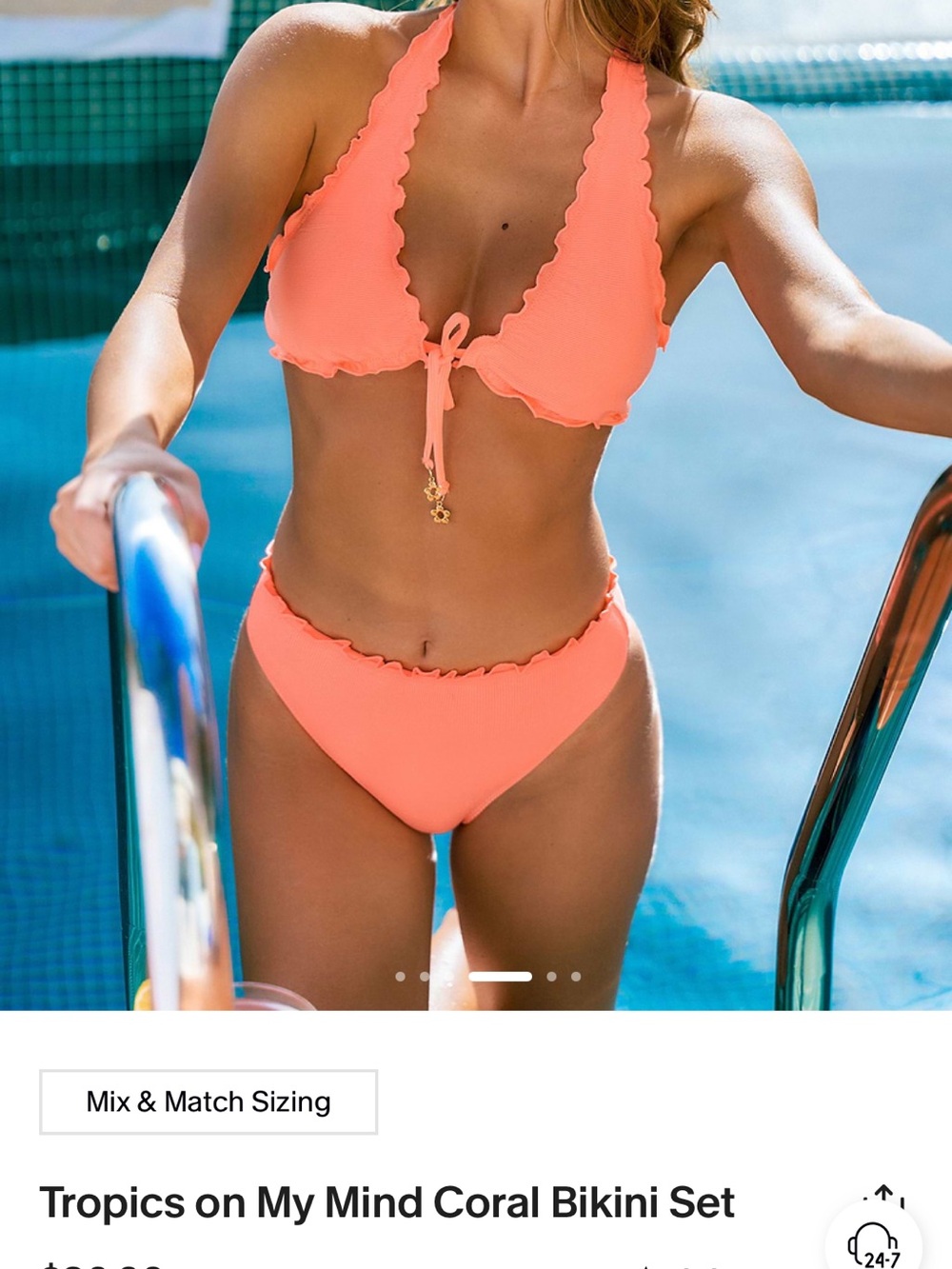 NEW W TAGS Cupshe Coral Scalloped Ruffle Bikini